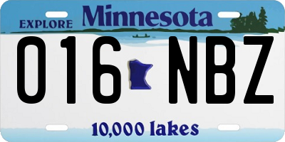 MN license plate 016NBZ