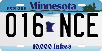 MN license plate 016NCE