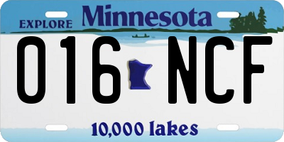 MN license plate 016NCF