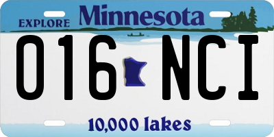 MN license plate 016NCI