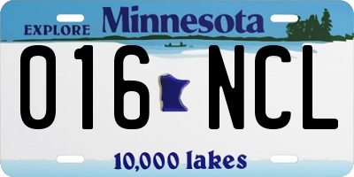 MN license plate 016NCL
