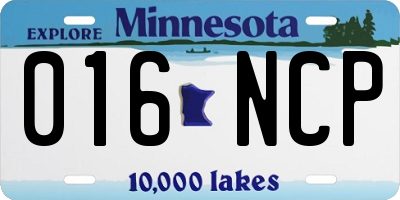 MN license plate 016NCP