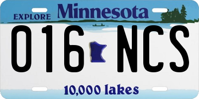 MN license plate 016NCS