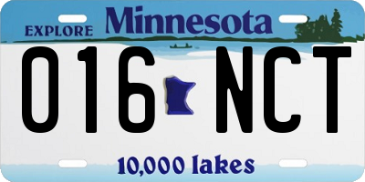 MN license plate 016NCT