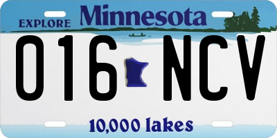 MN license plate 016NCV