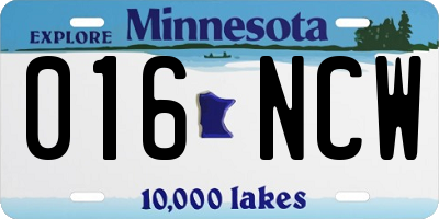 MN license plate 016NCW