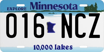 MN license plate 016NCZ