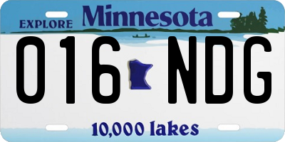 MN license plate 016NDG