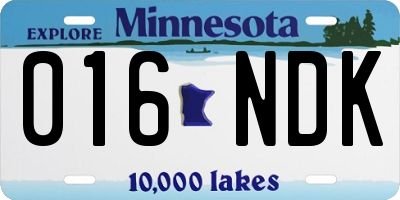 MN license plate 016NDK