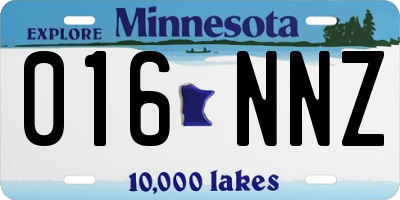 MN license plate 016NNZ