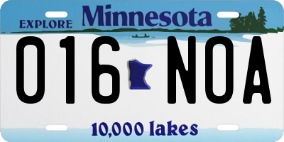 MN license plate 016NOA