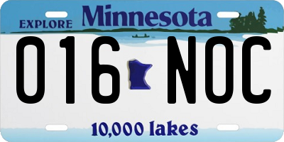 MN license plate 016NOC