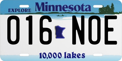 MN license plate 016NOE