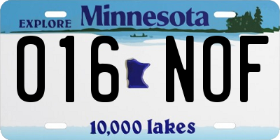 MN license plate 016NOF
