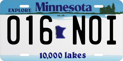 MN license plate 016NOI