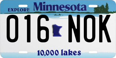 MN license plate 016NOK