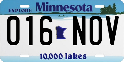 MN license plate 016NOV