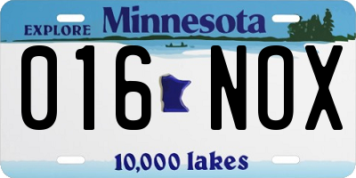 MN license plate 016NOX