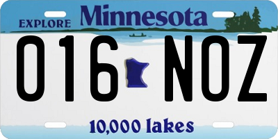 MN license plate 016NOZ
