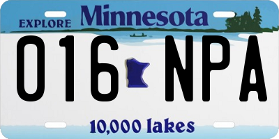 MN license plate 016NPA