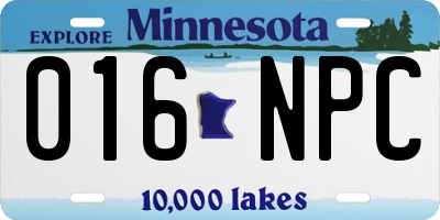 MN license plate 016NPC