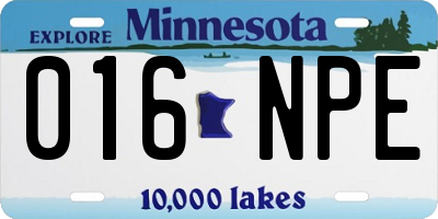 MN license plate 016NPE