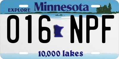 MN license plate 016NPF