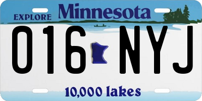 MN license plate 016NYJ
