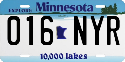 MN license plate 016NYR