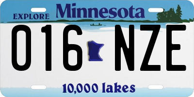 MN license plate 016NZE