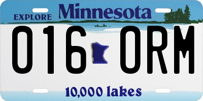 MN license plate 016ORM