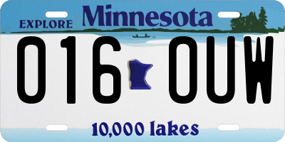 MN license plate 016OUW
