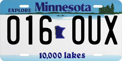 MN license plate 016OUX