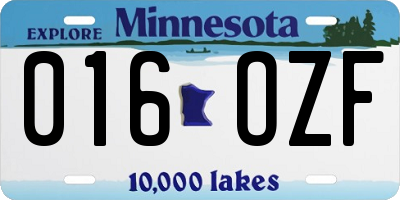 MN license plate 016OZF