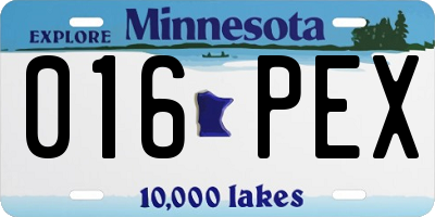 MN license plate 016PEX