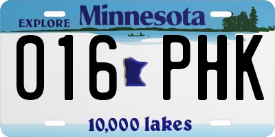 MN license plate 016PHK
