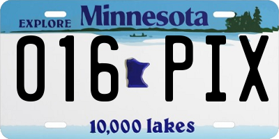 MN license plate 016PIX