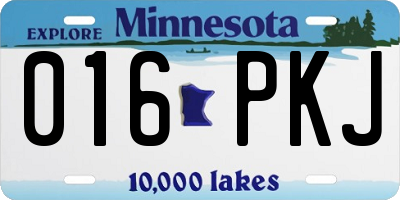 MN license plate 016PKJ