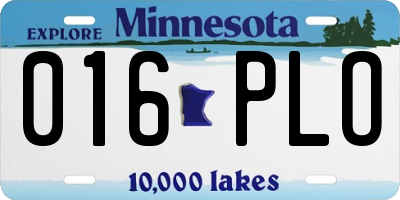 MN license plate 016PLO