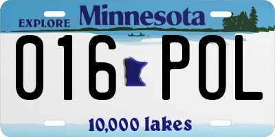 MN license plate 016POL
