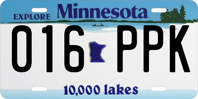 MN license plate 016PPK