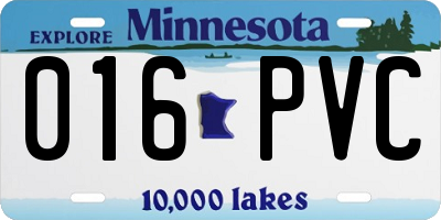 MN license plate 016PVC