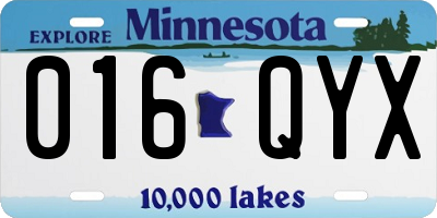 MN license plate 016QYX