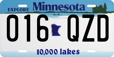 MN license plate 016QZD