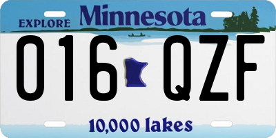 MN license plate 016QZF