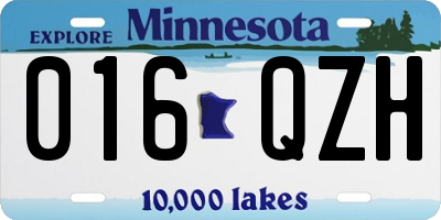 MN license plate 016QZH