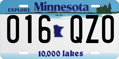MN license plate 016QZO