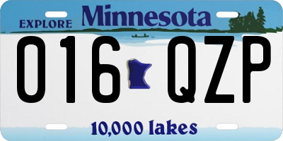 MN license plate 016QZP