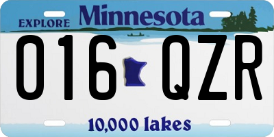 MN license plate 016QZR