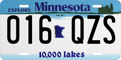 MN license plate 016QZS